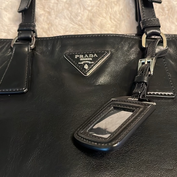 Prada Black All Calf Leather Buckle Two Way Tote - Picture 5 of 14